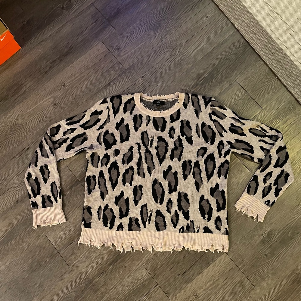 Fate Distressed Leopard Sweater
